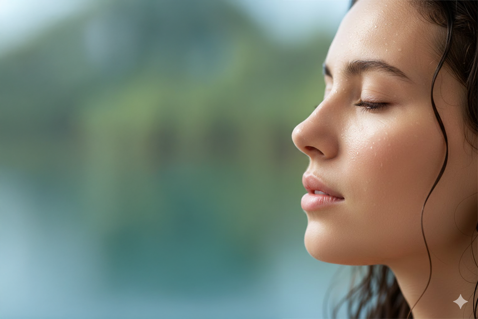 うるおいと張りのある女性の横顔の画像。