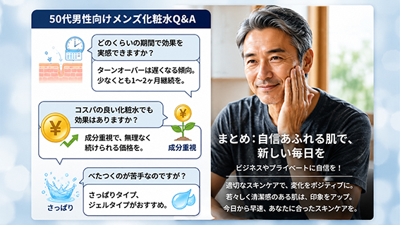 50代男性向けメンズ化粧水Q&Aをイメージさせるバナー