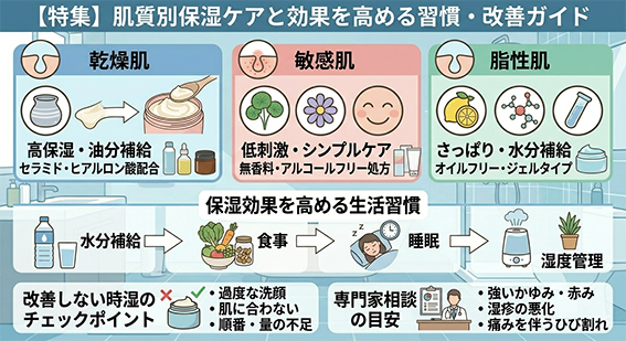 肌質別保湿ケアの説明イラスト図