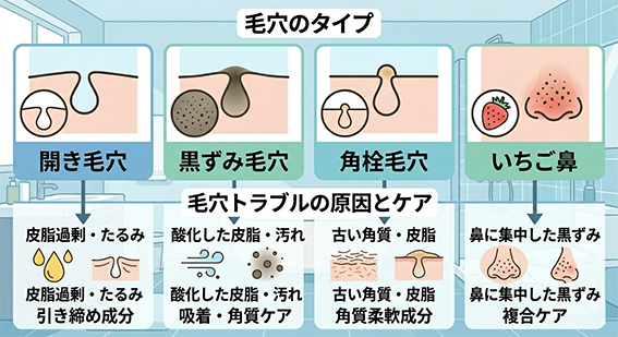 毛穴タイプを説明しているイメージ画像