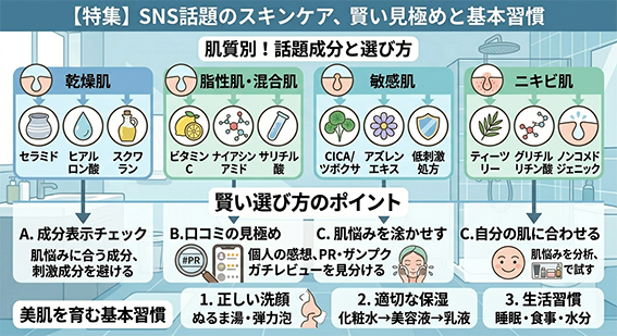 SNSで話題のスキンケア方法のイメージ