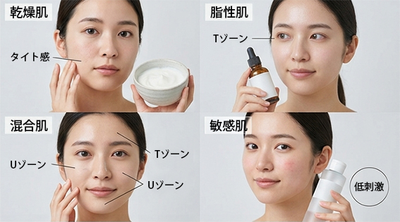 肌タイプ別特徴と選び方のポイントのイメージ画像