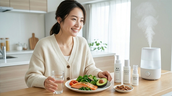 スキンケア以外でできる乾燥肌荒れ対策のイメージ画像